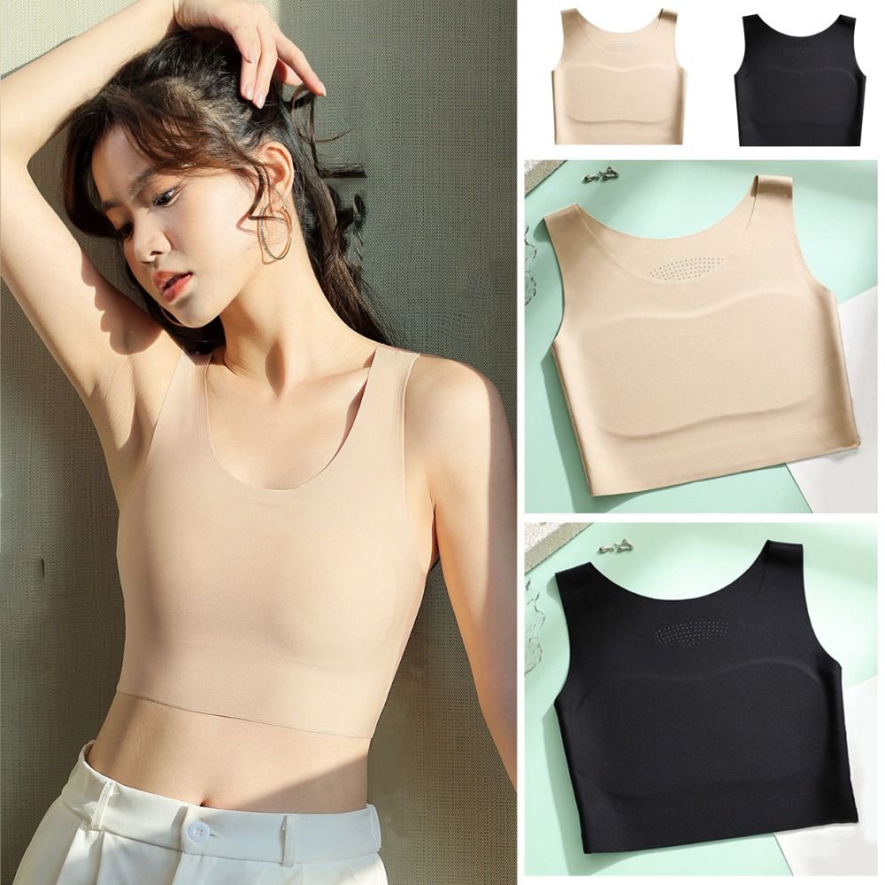 Plunge Bra Push Up - Women Ice Silk Seamless Wireless Bustier,