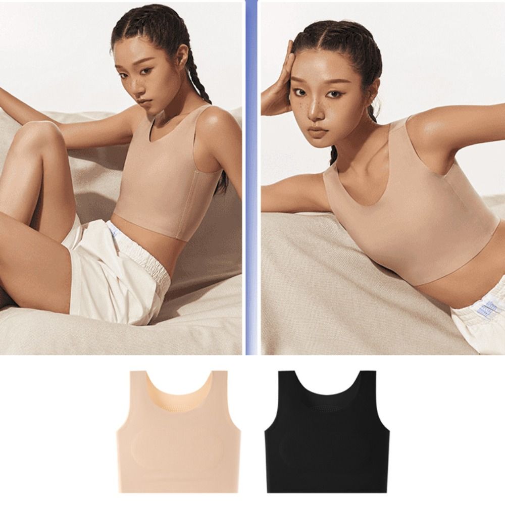 Women Ice Silk Seamless Wirele - Plunge Bra Push Up 评论和价格