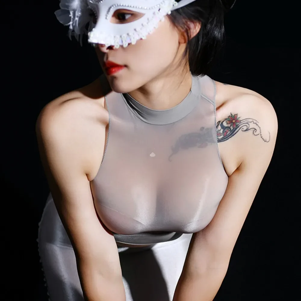 Sheer Tops Shiny Soft Womens F - Sheer Mesh Bra 评论和价格