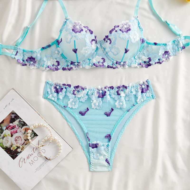 Bikini lingerie set with sheer - Sheer Bra Lace 评论和价格