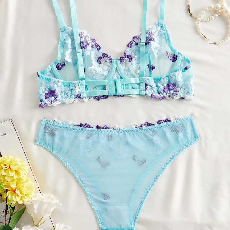 Bikini lingerie set with sheer - Sheer Bra Lace 评论和价格